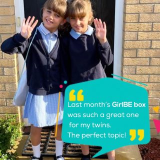 "Their September boxes have just been delivered, what a treat to come home to after their first big day!!⁠
⁠
Last month's topic was such a great one for my twins. ⁠
The girls are in separate classes for the first time ever! They were both really nervous, but your Embracing Change box really helped them."⁠
⁠
⁠
It's messages like this that make all the hard work of running GirlBE worth it 🥰⁠
Natalie⁠
x⁠
⁠
#empoweringgirls